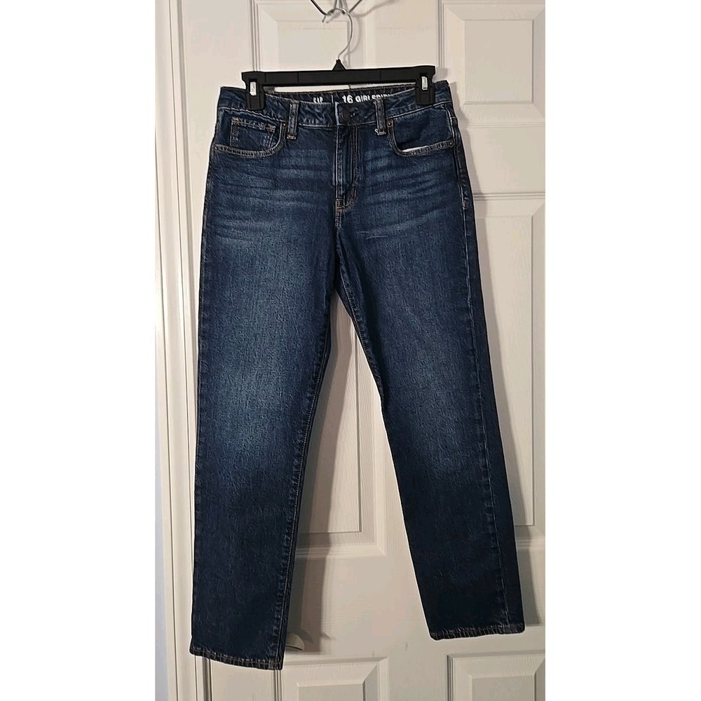 GAP Kids Girls Girlfriend Jeans Distressed Stretch Blue Denim Pants Size‎ 16